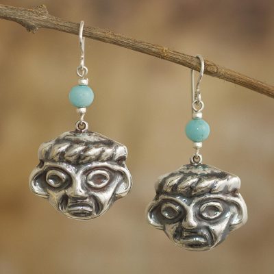 Amazonite dangle earrings, Chavin Memory