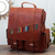 Leather backpack, 'Inca Explorer' - Handcrafted Brown Leather Backpack with Wool Accent (image 2) thumbail