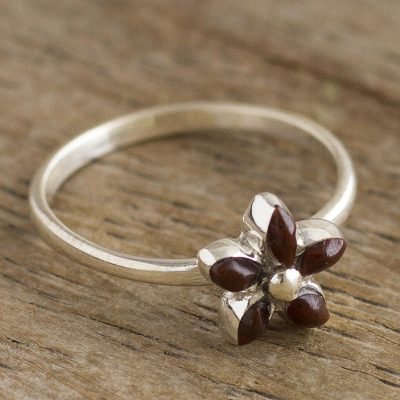 Mahogany obsidian cocktail ring, Andean Star in Brown