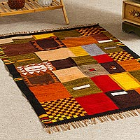 Wool rug, 'Wari Geometry' (2.5x4) - Handwoven Andean Wool 2.5 x 4 Ft Accent Rug