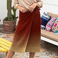Cotton wrap skirt, 'Thanta Degrade in Russet' - Organic Cotton Knit Wrap Degrade Russet Wrap Skirt from Peru
