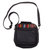 Black leather messenger bag, 'Morral in Black' - Wool Insert Black Leather Messenger Crossbody Bag from Peru (image 2) thumbail