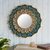 Reverse-painted glass wall mirror, 'Idyllic Emerald Garden' - Emerald Reverse-Painted Glass Wood Wall Mirror from Peru (image 2) thumbail