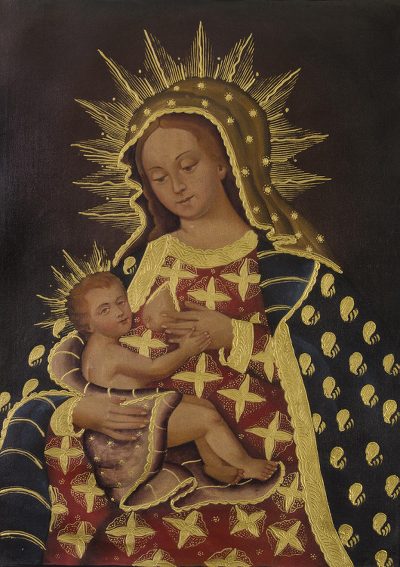 'Our Lady of the Milk' - Cusco School Colonial Style Painting of the Our Lady of Milk
