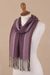 Baby alpaca blend scarf, 'Sunset Mauve' - Purple Shades Handwoven Baby Alpaca Blend Scarf from Peru (image 2c) thumbail