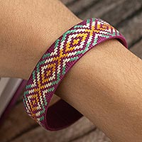 Natural fiber cuff bracelet, 'Dance of Eternal Nature' - Artisan Crafted Multicolored Cuff Bracelet