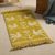 Wool area rug, 'Sunrise Song' (2x3.5) - Geometric Golden Yellow Bird Wool Area Rug from Peru (2x3.5) thumbail