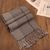100% baby alpaca scarf, 'Taupe Plaid' - Baby Alpaca Handwoven Plaid Wrap Scarf in Taupe from Peru thumbail