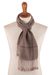 100% baby alpaca scarf, 'Taupe Plaid' - Baby Alpaca Handwoven Plaid Wrap Scarf in Taupe from Peru (image 2a) thumbail