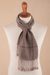 100% baby alpaca scarf, 'Taupe Plaid' - Baby Alpaca Handwoven Plaid Wrap Scarf in Taupe from Peru (image 2b) thumbail
