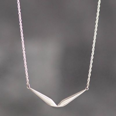 Sterling silver pendant necklace, 'Contact' - Sterling Silver Abstract Pendant Necklace from Peru