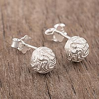 Sterling silver stud earrings, 'Mountain Maze' - Modern Sterling Stud Earrings