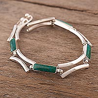 Chrysocolla link bracelet, 'Andean Arcs' - Link Bracelet with Chrysocolla