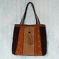 Wool-accented suede shoulder bag, 'Cusco Bohemian' - Hand Crafted Suede Shoulder Bag
