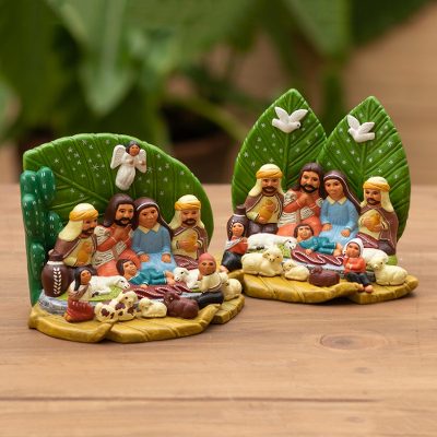 Ceramic nativity scenes, 'Ayacucho Christmas' (pair) - Handmade Ceramic Nativity Scenes (Pair)