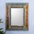 Reverse-painted glass wall mirror, 'In the Garden' - Mint and Antique Gold Wall Mirror (image 2) thumbail