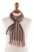 100% alpaca scarf, 'Tarma Sunset' - Hand Loomed Vermilion and Grey Scarf (image 2a) thumbail
