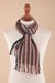 100% alpaca scarf, 'Tarma Sunset' - Hand Loomed Vermilion and Grey Scarf (image 2b) thumbail
