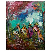 'Community' - Colorful Original Andean Painting