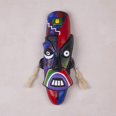 Ceramic mask, 'Nazca Moustache' - Handcrafted Ceramic Wall Mask Original Design