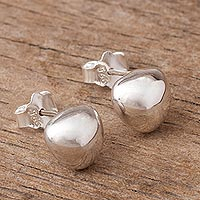 Sterling silver stud earrings, 'Bright Abstraction' - Minimalist Sterling Silver Stud Earrings
