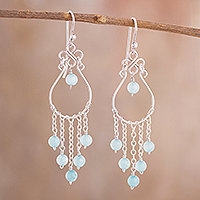 Quartz chandelier earrings, 'Belle of the Ball' - Blue Quartz Chandelier Earrings