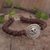 Sterling silver macrame pendant bracelet, 'Kusikuy Cat' - Macrame Bracelet with Sterling Pendant (image 2b) thumbail