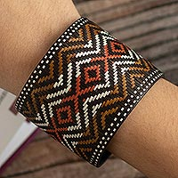 Natural fiber cuff bracelet, 'Mountain Overlook' - Handmade Brown Natural Fiber Bracelet