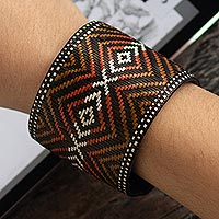 Natural fiber cuff bracelet, 'Powerful Source' - Handwoven Wide Cuff Bracelet