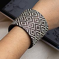 Natural fiber cuff bracelet, 'Deep Meditation' - Wide Natural Fiber Cuff Bracelet