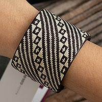 Natural fiber cuff bracelet, 'The Way of the Cross' - Wide Natural Fiber Cuff Bracelet