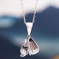 Sterling silver pendant necklace, 'Petals' - Floral Sterling Silver Necklace