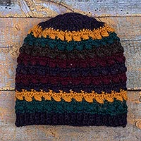 100% alpaca hat, 'Winter Sunset' - Hand Crocheted 100% Alpaca Hat