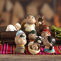 Ceramic nativity set, 'Wise Andeans' (10 pieces) - Ceramic Nativity Scene Figures With Andean Theme (10 Pieces)