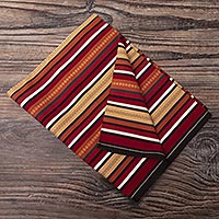 Alpaca blend throw blanket, 'Andes Autumn' - Loom Woven Striped Throw Blanket in Autumn Colors from Peru