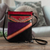 Suede sling bag, 'Traveling Llama' - Small Suede Shoulder Bag with Llama on Mountain Image (image 2) thumbail