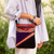 Suede sling bag, 'Traveling Llama' - Small Suede Shoulder Bag with Llama on Mountain Image (image 2j) thumbail