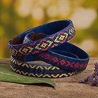 Natural fiber cuff bracelets, 'Zenu Cane' (set of 3) - Three Blue Cuff Bracelets Woven with Colombian Cane Fiber