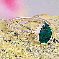 Chrysocolla single-stone ring, 'Andes Dew' - Natural Chrysocolla Ring