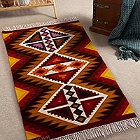 Wool area rug, 'Inca Realm' (3x4.5) - Diamond Motif Wool Area Rug (3x4.5)