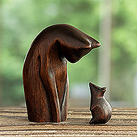 Wood sculptures, 'Perfect Opposites' (pair) - Hand-Carved Cedarwood Sculptures from Peru (Pair)