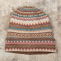 100% baby alpaca hat, 'Tan Pastels' - Multicolor 100% Baby Alpaca Andean Hat crafted in Peru