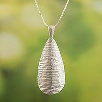Sterling silver pendant necklace, 'Glorious Petal' - Sterling Silver Necklace with Petal Pendant Crafted in Peru