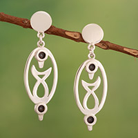 Sterling silver dangle earrings, 'Shiny Fins' - Fish Sterling Silver Oval-Shaped Dangle Earrings