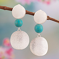 Reconstituted turquoise dangle earrings, 'Shimmer Chic' - Sterling Silver Dangle Earrings with Reconstituted Turquoise