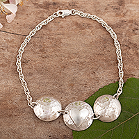 Sterling silver pendant bracelet, 'Love Monument' - Sterling Silver Pendant Bracelet with Centered Heart Motif