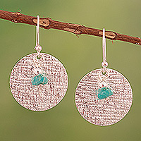 Amazonite dangle earrings, 'Water Reflections' - Modern Sterling Silver Dangle Earrings with Amazonite Stone