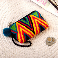 Handcrafted coin purse, 'Colombian Mountains' - Geometric Handcrafted Colorful Coin Purse from Colombia