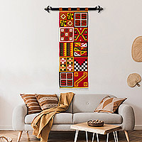 Wool and cotton blend tapestry, 'Civilizations' - Handwoven Geometric Traditional Wool and Cotton Tapestry