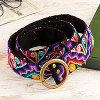 Embroidered wool belt, 'Colorful Symphony' - Colorful Hand-Woven & Hand-Embroidered Wool Belt from Peru